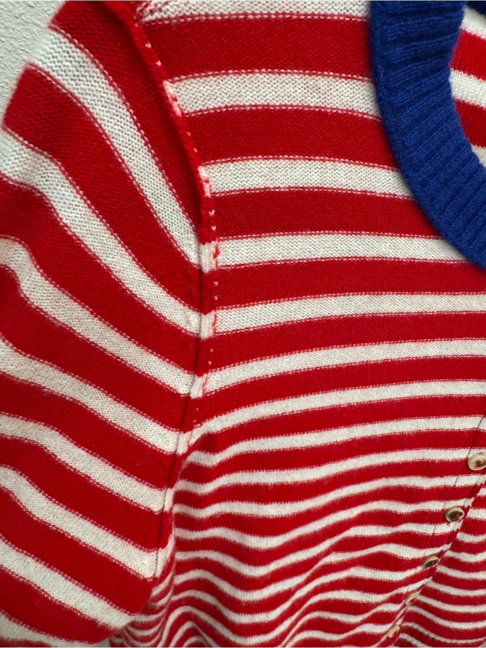 Free People Red White Blue Striped Cashmere Blend Cardigan Sweater Small - Picture 6 of 10